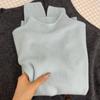 Cream Yellow Stand Collar Knit Sweater Women Spring Korean Versatile Long Sleeve Top Inner Wear Base Layer