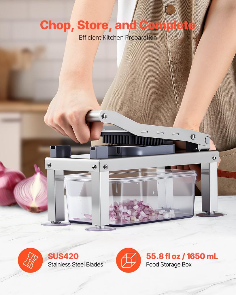VEVOR Vegetable Chopper Mandoline Slicer, All-in-1 Food Veggie Cutter with 8 Stainless Steel Blades