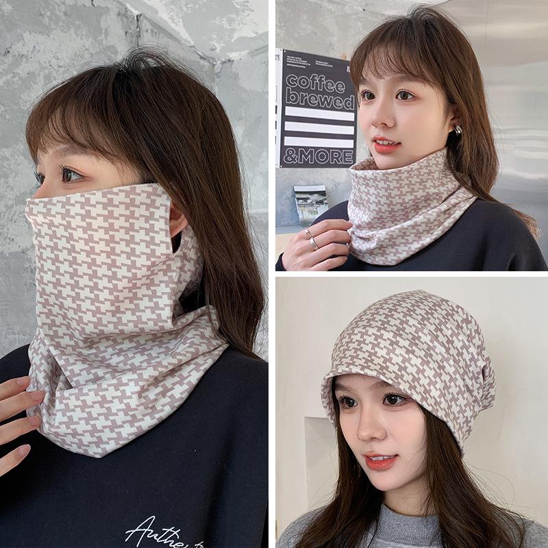 Women's Autumn & Winter Plush Face Mask Neck Protector: Windproof, Warm, and Versatile Scarf Set for Outdoor Cycling
