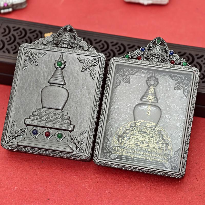 Tibetan Thangka Gold Necklace: Non-fading, Waterproof GAU Box Pendant, Multi-size Options