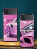 Fashion Pink Car Pattern Hard PC Phone Case For Samsung Galaxy Z Flip 7 6 5 4 Black Cover For Galaxy Z Flip 3 Foldable Shell Bag