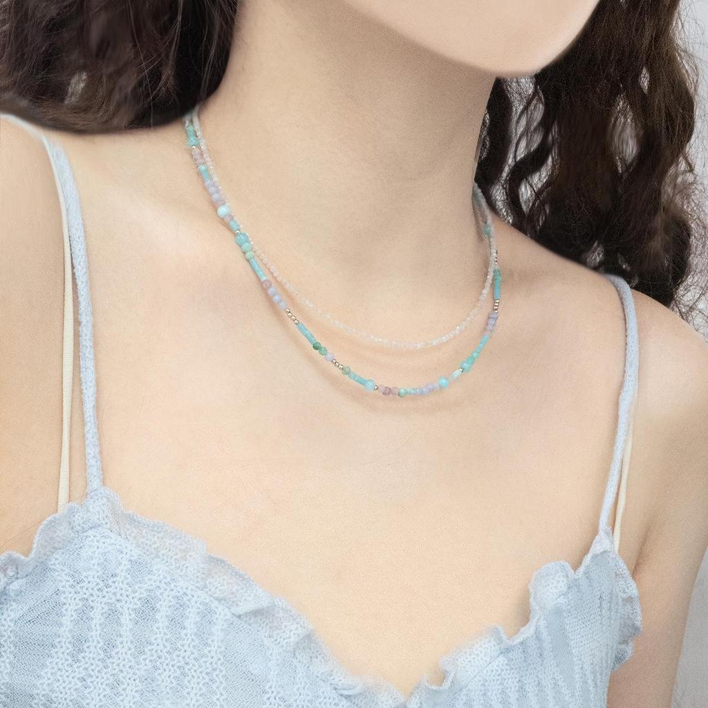 Pendentif Champignon en Lépidolite Pierre Naturelle Taro Lavande Chaîne de Clavicule - Style Jardin Monet Coréen