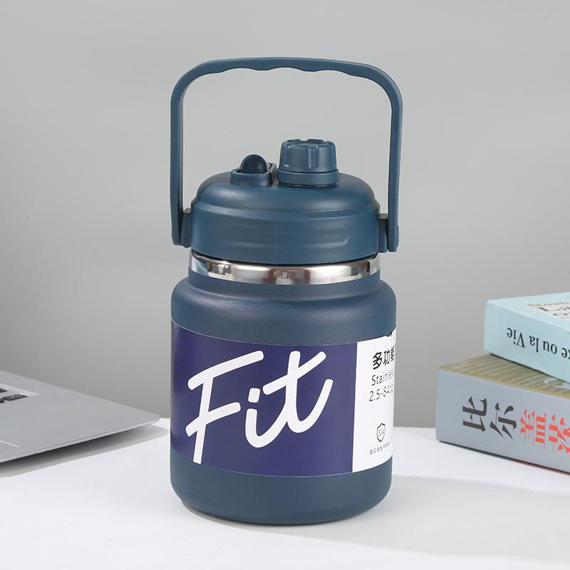 50oz New large capacity insulation bucket, Multi-functional 304 stainless steel thermo jug, Outdoor portable sports kettle, 1.5L