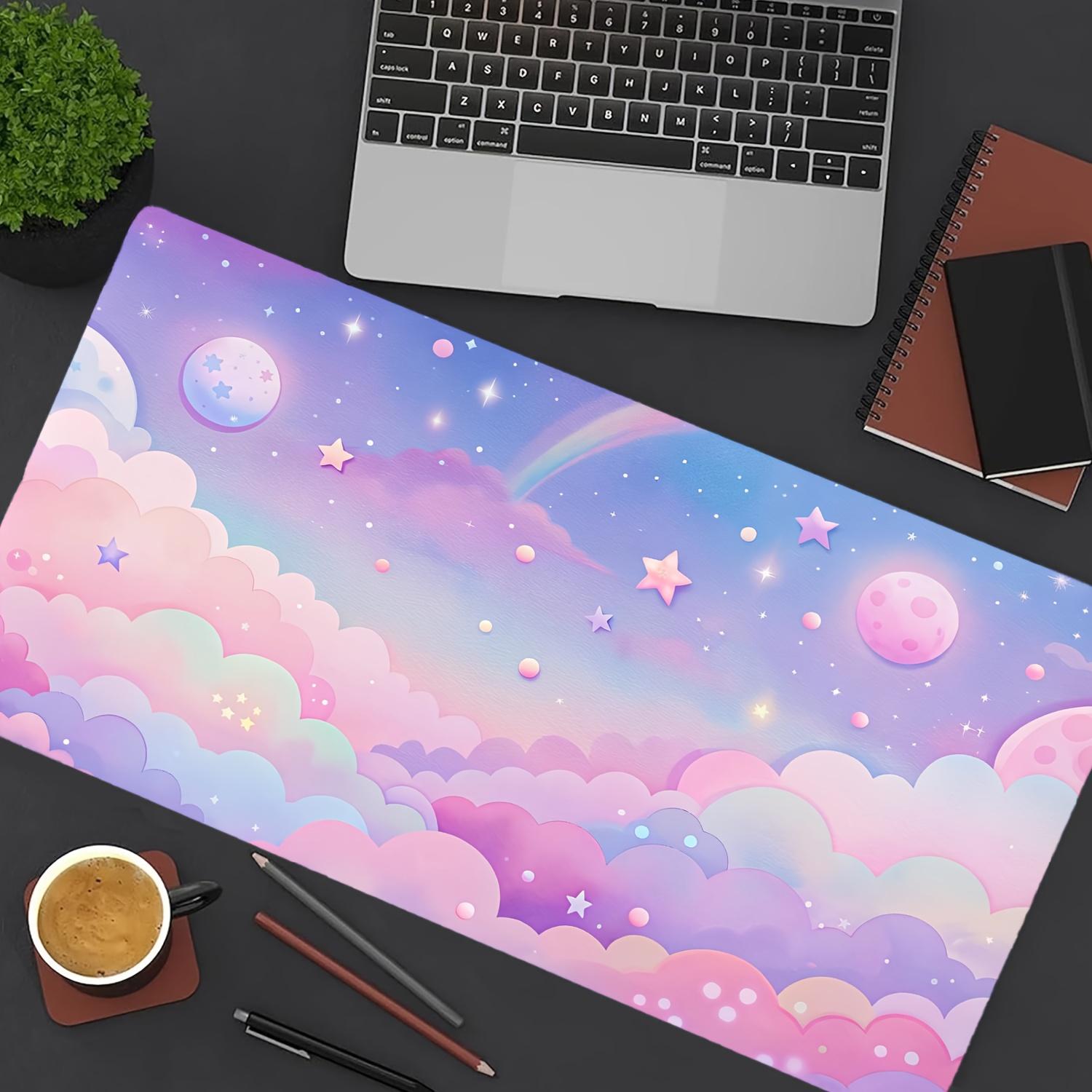 Extra Large Pastel Cloud Large Gaming Mouse Pad Desk Mat with Stitched Edges NonSlip Rubber Base Mouse Pad 300x800x2mm