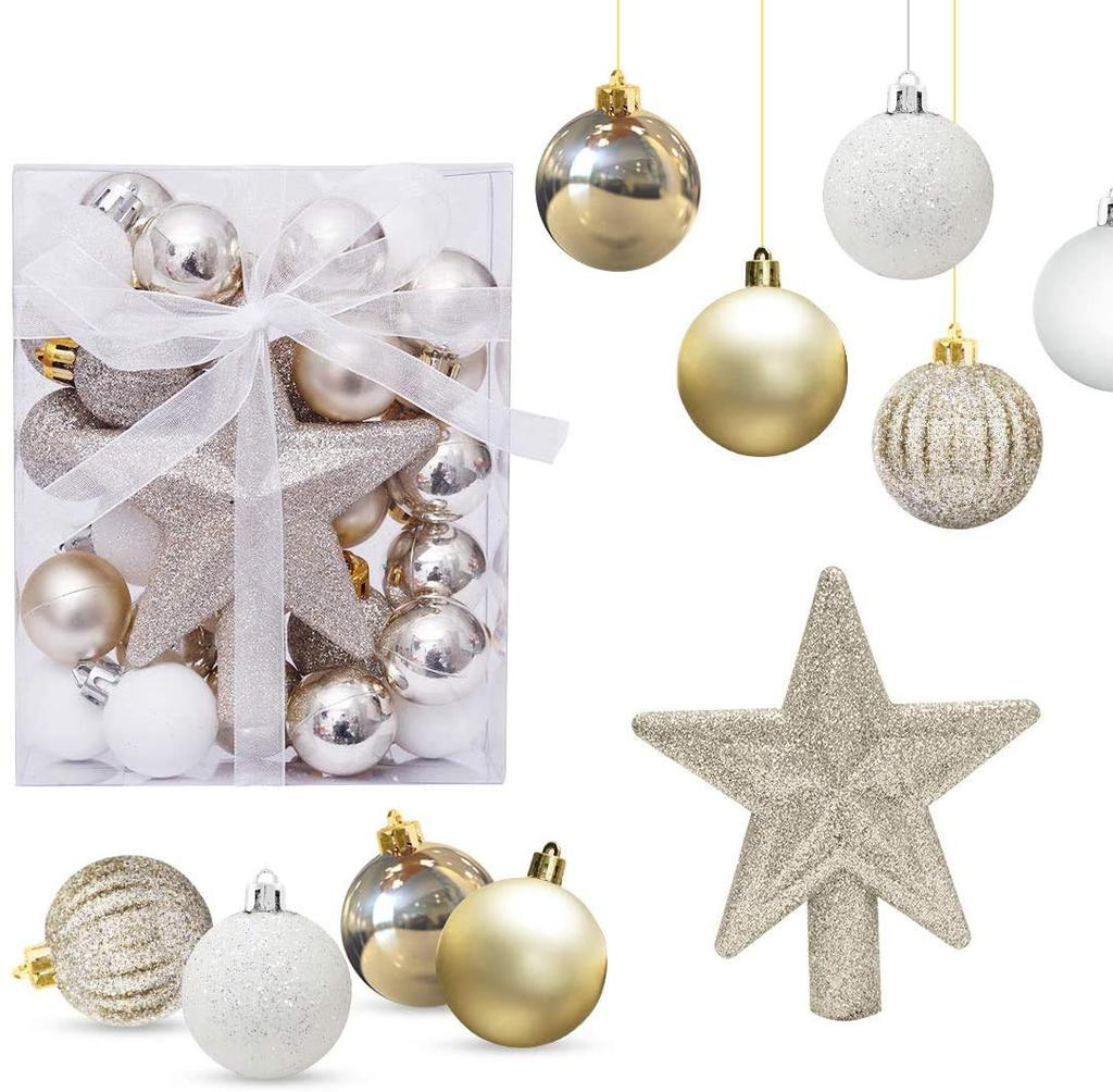 Christmas Ornament Ball 3cm Tree Top Star Vibrant Decoration Set Hanging Large That Stands Out On Nordic Accessory 30 Pieces Elegant Stylish Party