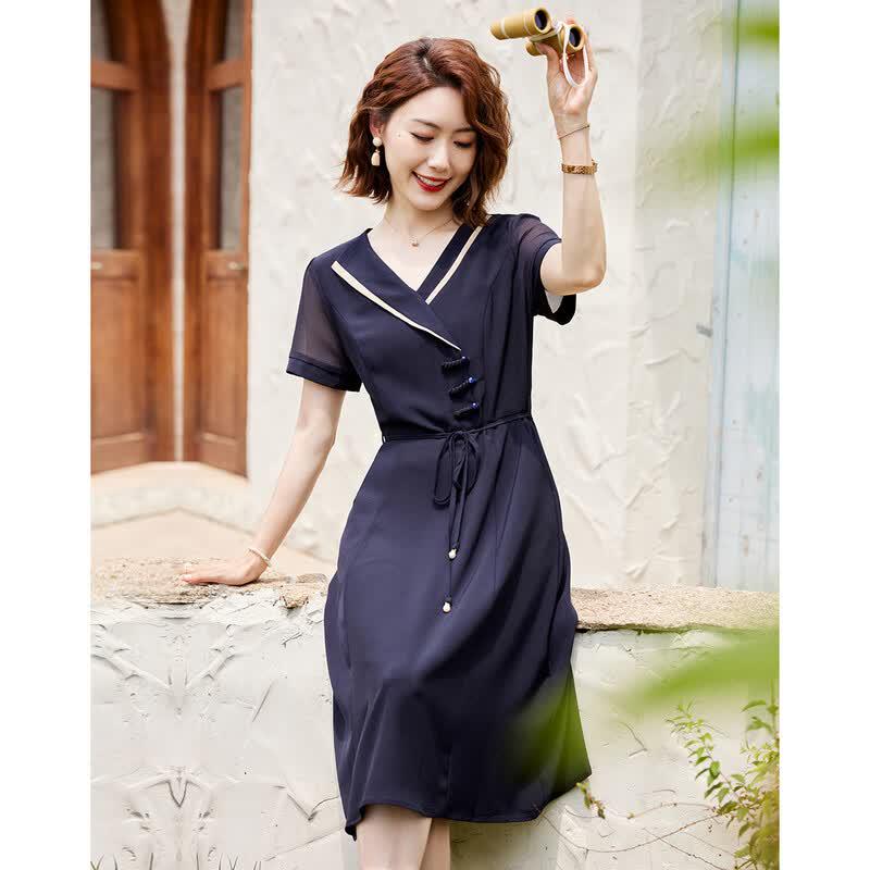 Elegant Chinese Style Short Sleeve A-Line Summer Dress