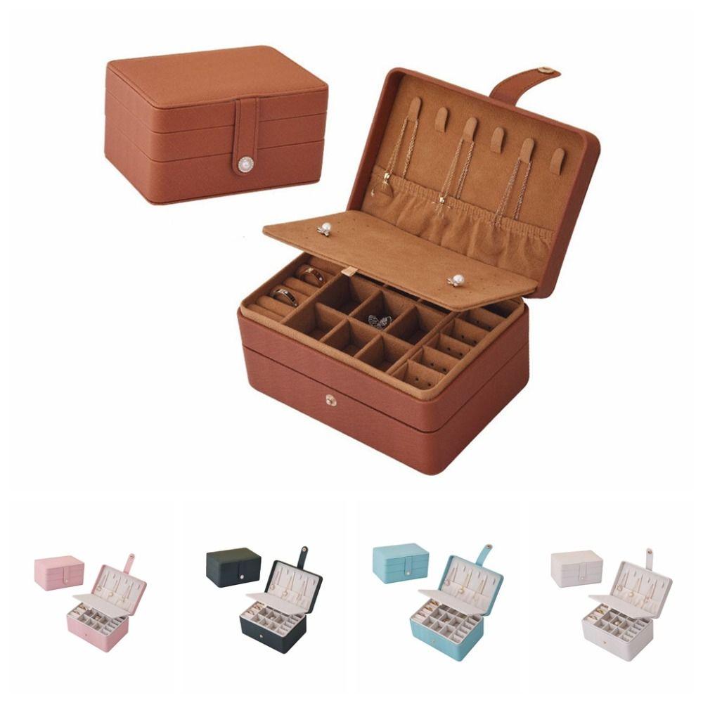 Multilayer Jewelry Holder PU Jewelry Storage Case Fashion Square Jewelry Box  Travel