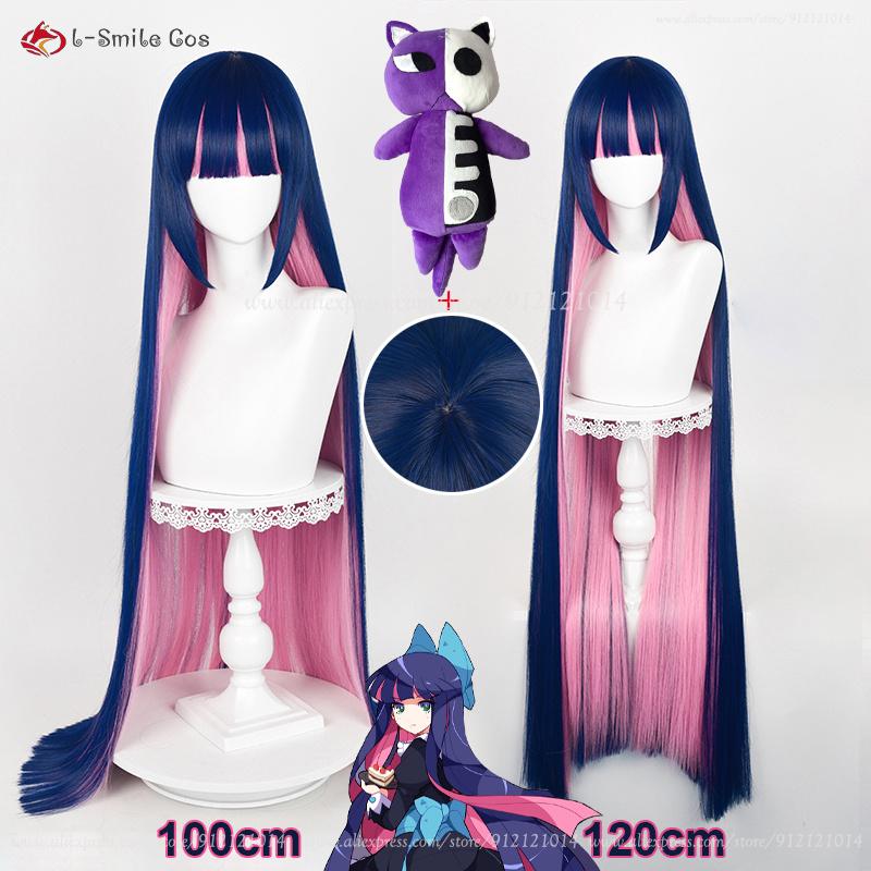Anime Cosplay Stocking Anarchy Cosplay Wig 100cm/120cm Long Blue Pink Stocking Role Play Wigs