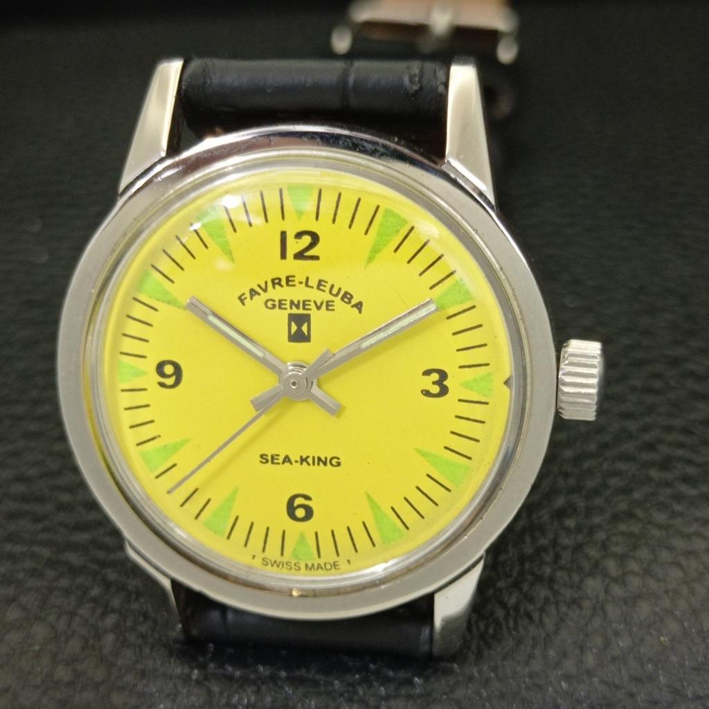 FAVRE LEUBA SEA KING VINTAGE 111 HAND-WINDING SWISS MENS YELLOW WATCH a702009-5 R208-a702009