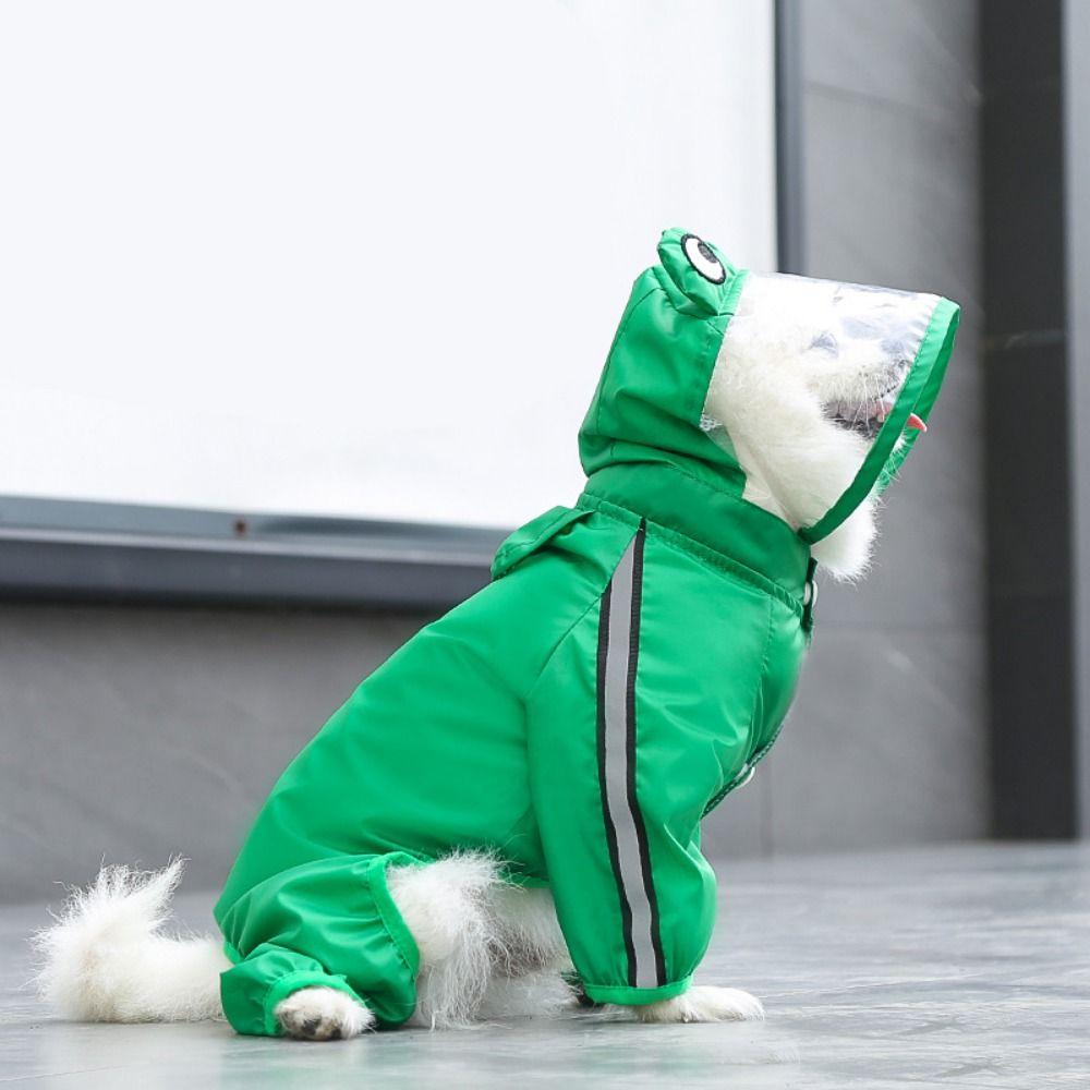 Cartoon Dog Raincoat with Hood Funny Shape Four Legs Dog Costume Dinosaur Pet Jumpsuit Puppy