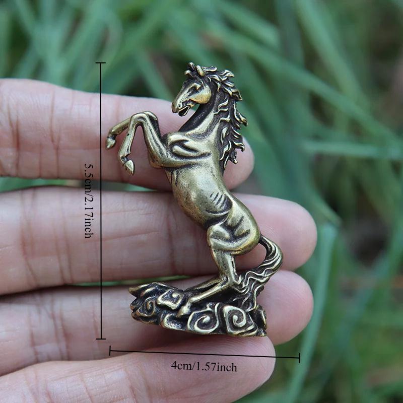 Vintage Měděný Zvěrokruh Kůň Malá Soška Feng Shui Ozdoby Mosazné Šťastné Zvíře Miniatury Figurky Stolní Dekorace Řemesla