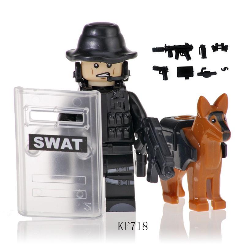 Compatible Military Special Forces Soldiers Police Minifigures Weapons Model Building Blocks Ww2 Kids Toys Gifts