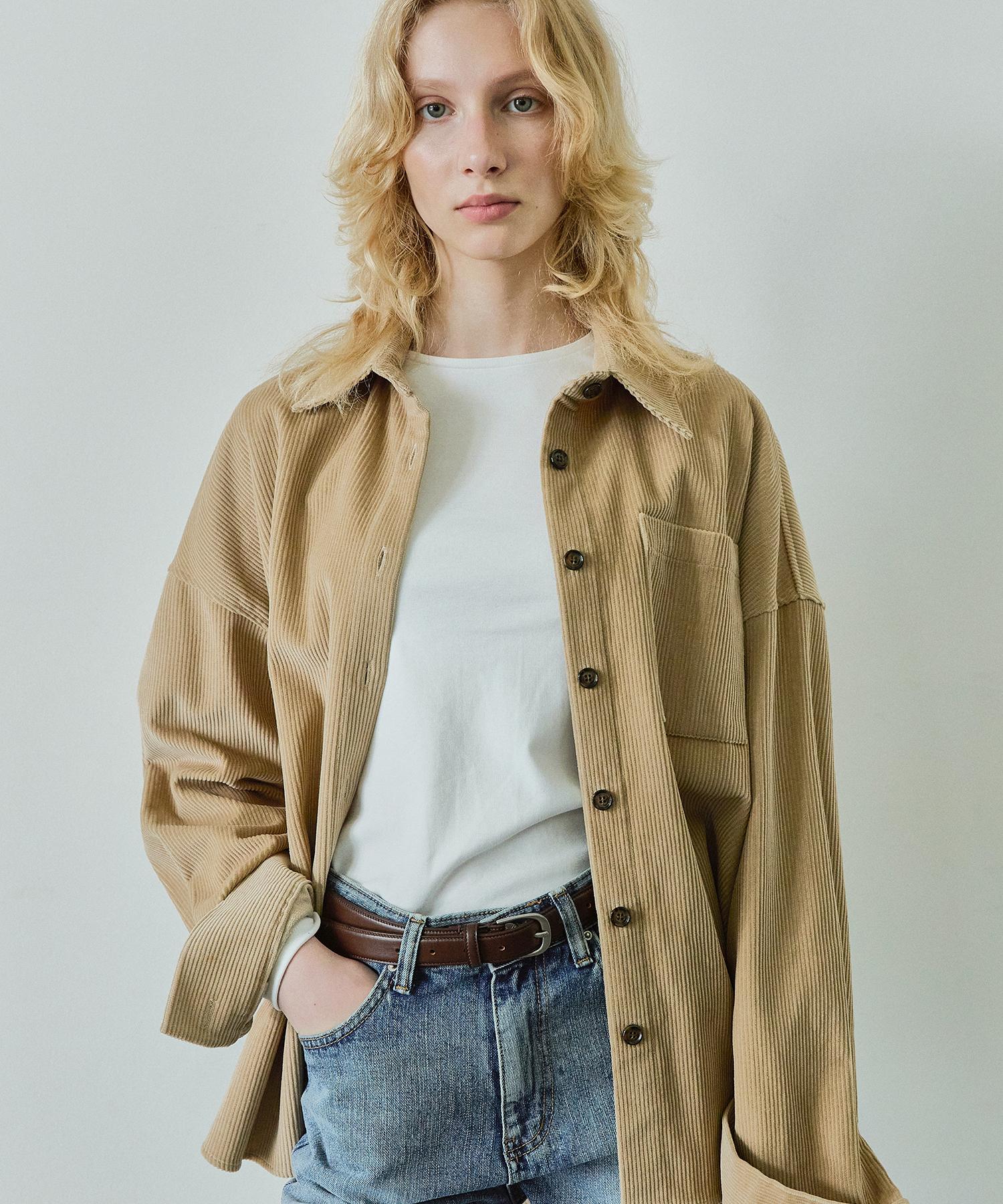 Ihr Button Point Corduroy Shirt / Beige
