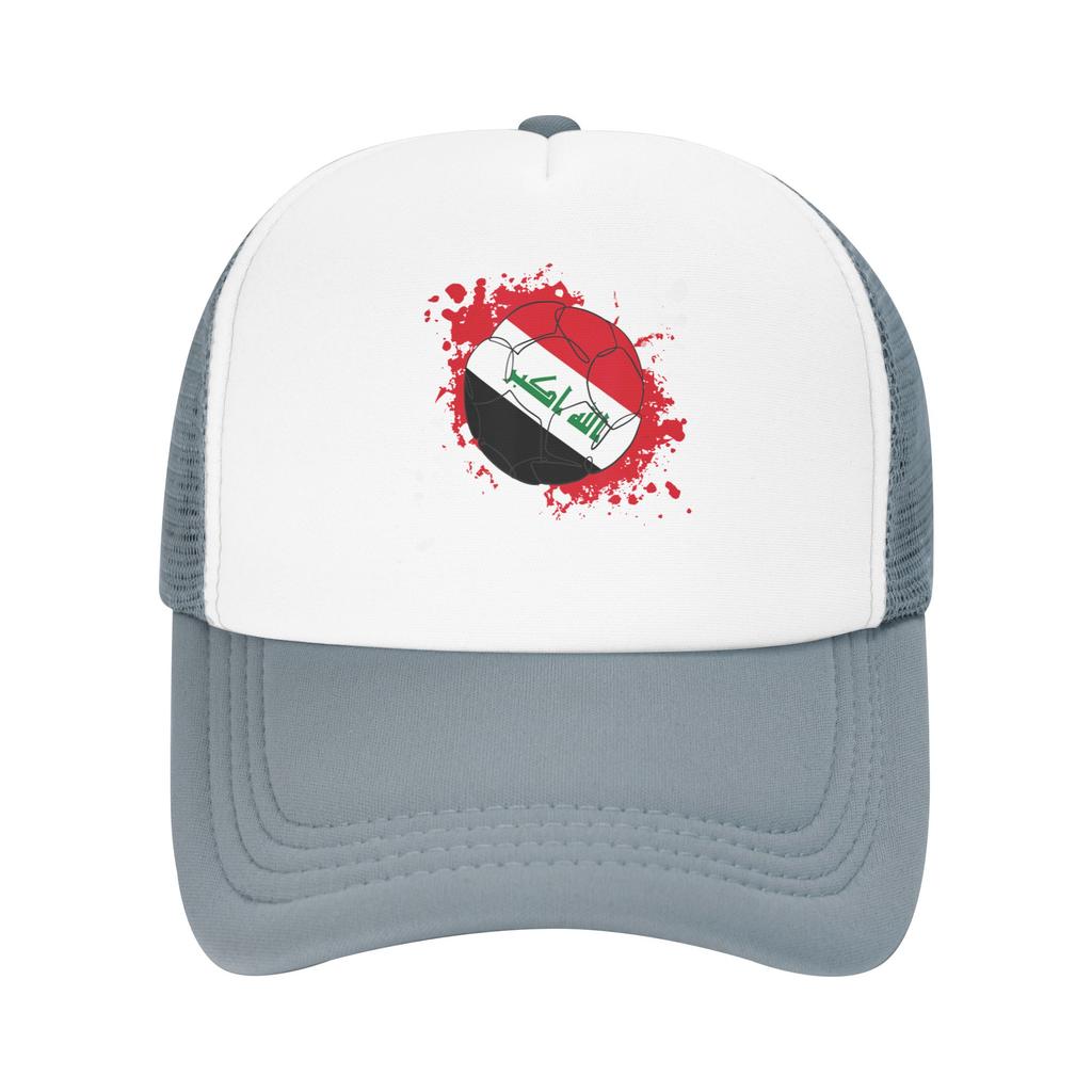 Iraq Flag Iraqi Soccer Football Mesh Baseball Caps Unisex Fashion Trucker Hat Hat Adjustable Summer Trucker Hat