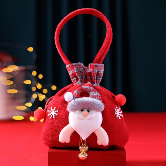 Christmas Gift Bags with Drawstring Design Cute Cartoon Packaging Tote Bag for Festive Party Decoration