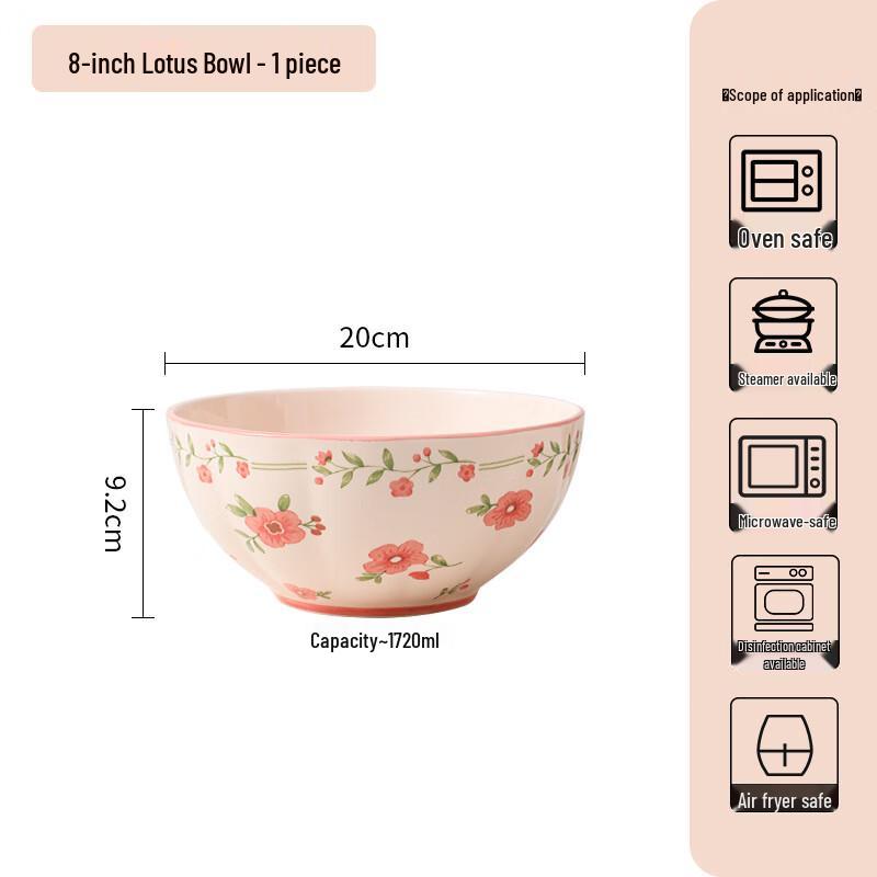 WJ Chinese Ceramic Lotus Bowl 8-inch Lotus Bowl