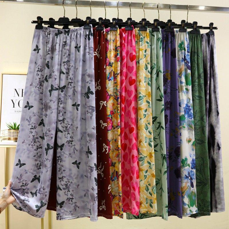 Pantaloni Casual in Cotone Sottile da Donna Estivi Larghi da Casa Lunghi a Gamba Larga