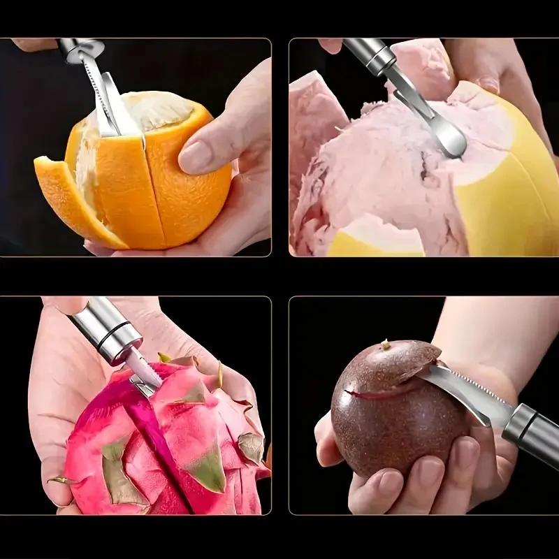 Stainless Steel Orange Peeler Creative Lemon Grapefruit Cutter with Handle Multifunctional Kitchen Fruit and Vegetable Gadget