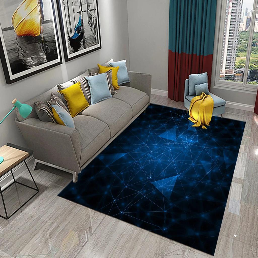 Glänzender Diamant Schwarz Teppich Kreatives Design Teppich für Erwachsene Modern Abstrakt Geometrische Teppiche Schlafzimmer Wohnzimmer Bereich Dekor Fußmatte