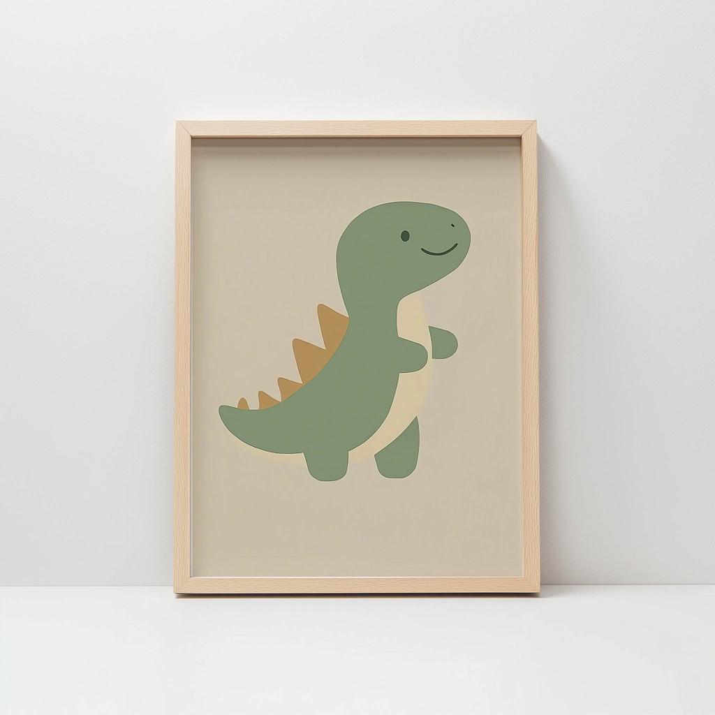 Plakat Uśmiechnięty Dinozaur Plakat Uśmiechnięty Dinozaur, 50X70 Cm, Bez Ramy, Płótno Premium Na Blejtramie