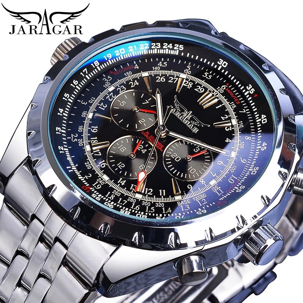 JARAGAR 's New Top Watch Large Dial Flywheel Mechanical Watch Men's Fashion Casual Watch