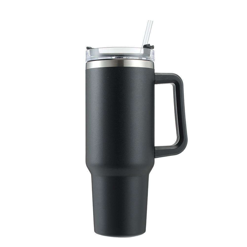 1Pc 1200ML 304Stainless Steel Print Cup with Straw Portable Car Cup Large Capacity Water Cup Car Water Bottle
