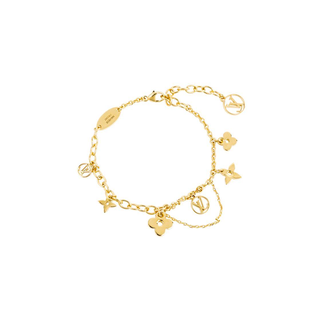 

Louis Vuitton Floral Logo Metal Bracelet Women Bracelets Gold M64858 Box+Shopping Bag