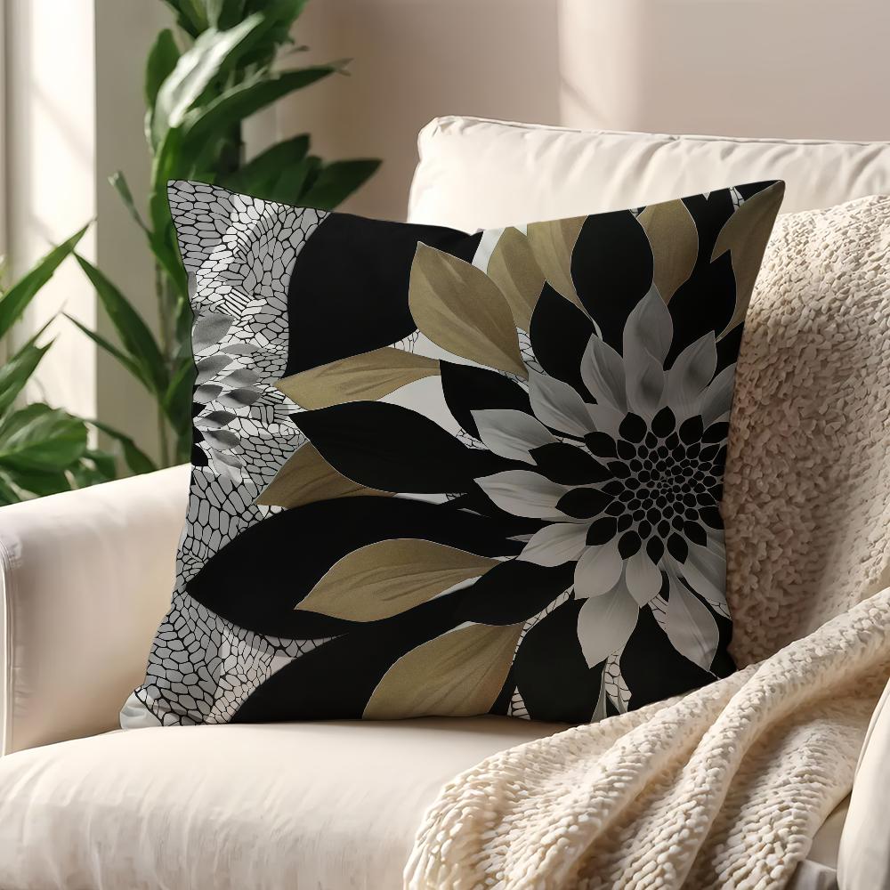 FarmhouseStyle Dahlia Pattern cushion cover For Pillow Printing Sofa Decoration Home Room Coffee Shop Office Nordic Simplicity