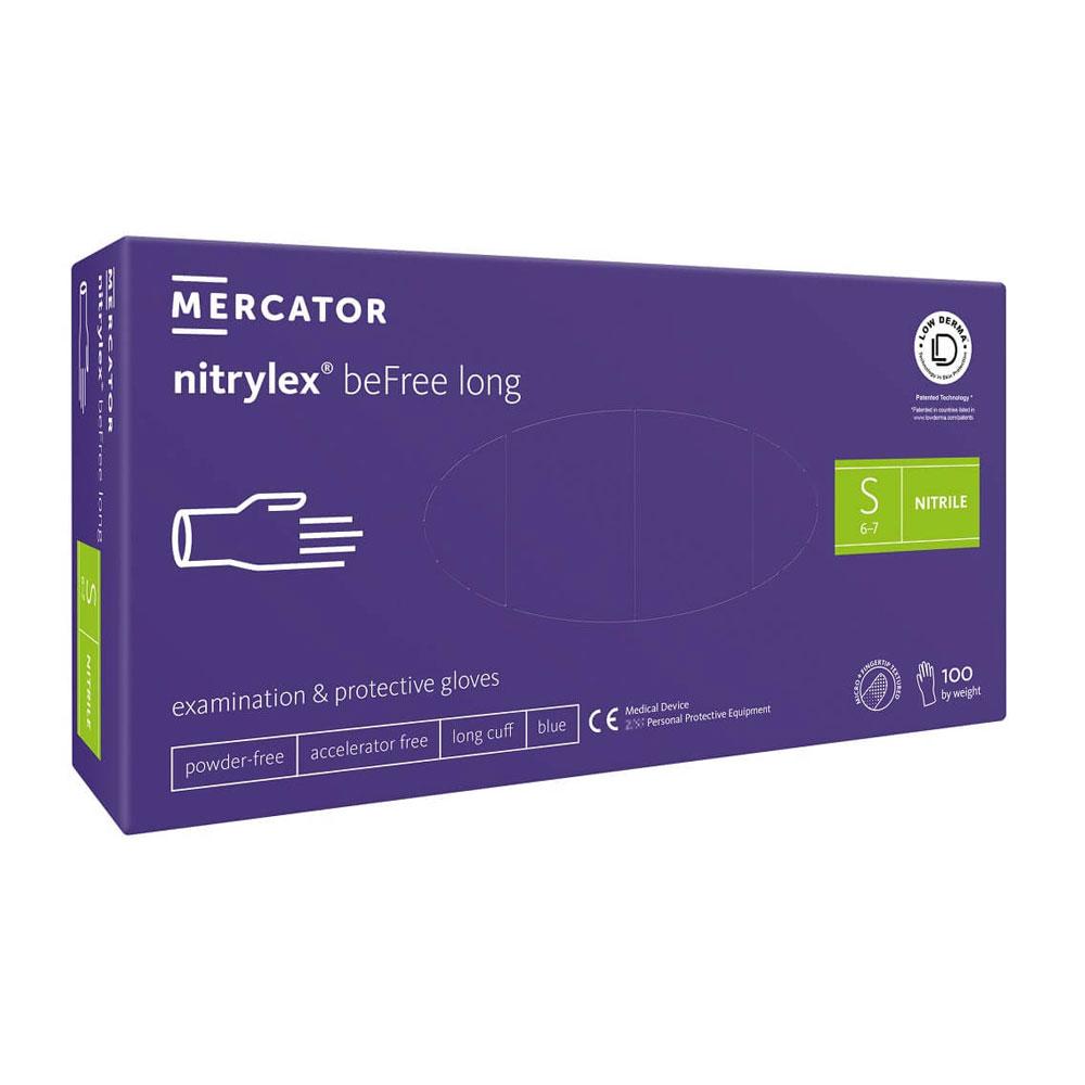 Nitrile Gloves Blue Mercator Nitrylex Befree Long 100 Pcs