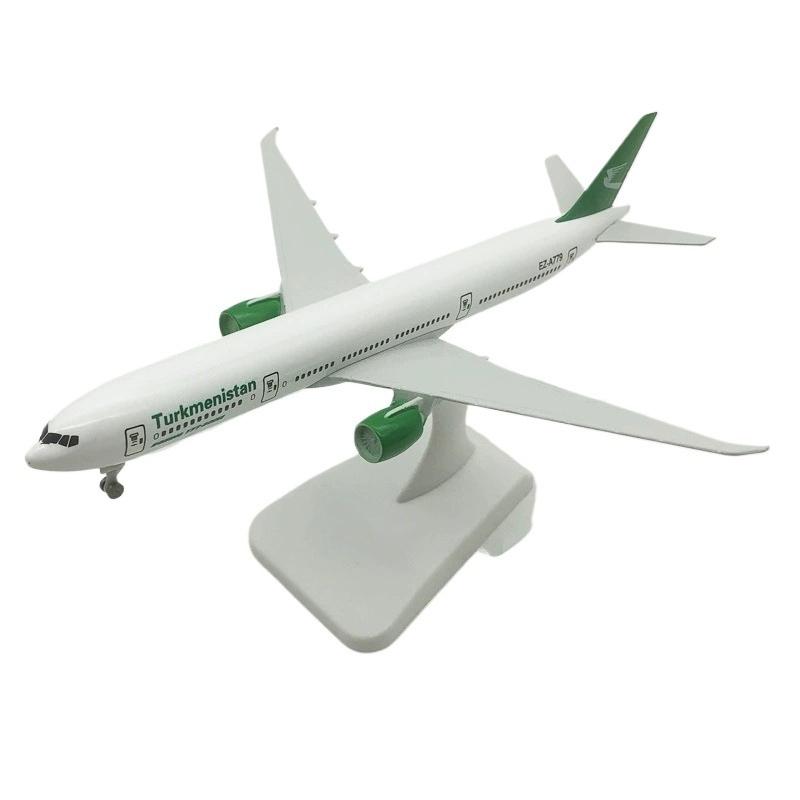 Масштаб 1/400 Авиакомпания Туркменские авиалинии 777 B777 Авиалинии Модель самолета 20 см Металлический сплав Литье под давлением Модель самолета Игрушка Самолет С Посадочными шасси Колесо белый/зелёный