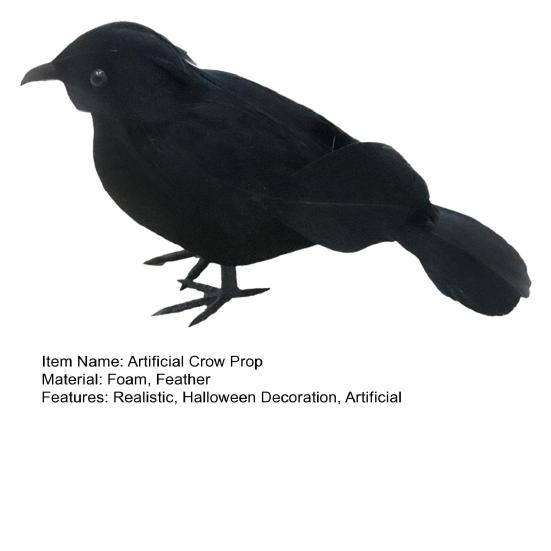 Halloween Black Crow Decoration Realistic Feathered Crow Prop Artificial Fake Raven Birds for Yard Tree Garden Patio Indoor Outdoor