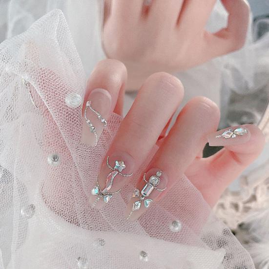 Yousheng 100Pcs/Bag Nail Rhinestone Flat Back Diverse Styles Easy Paste Shining Nail Decoration Faux Crystal Irregular Shape Nail Art Charm Craft