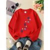 Kids Crewneck Sweatshirt, Paw Prints & Hearts Graphic Print, Spring Autumn Casual Sport Tops