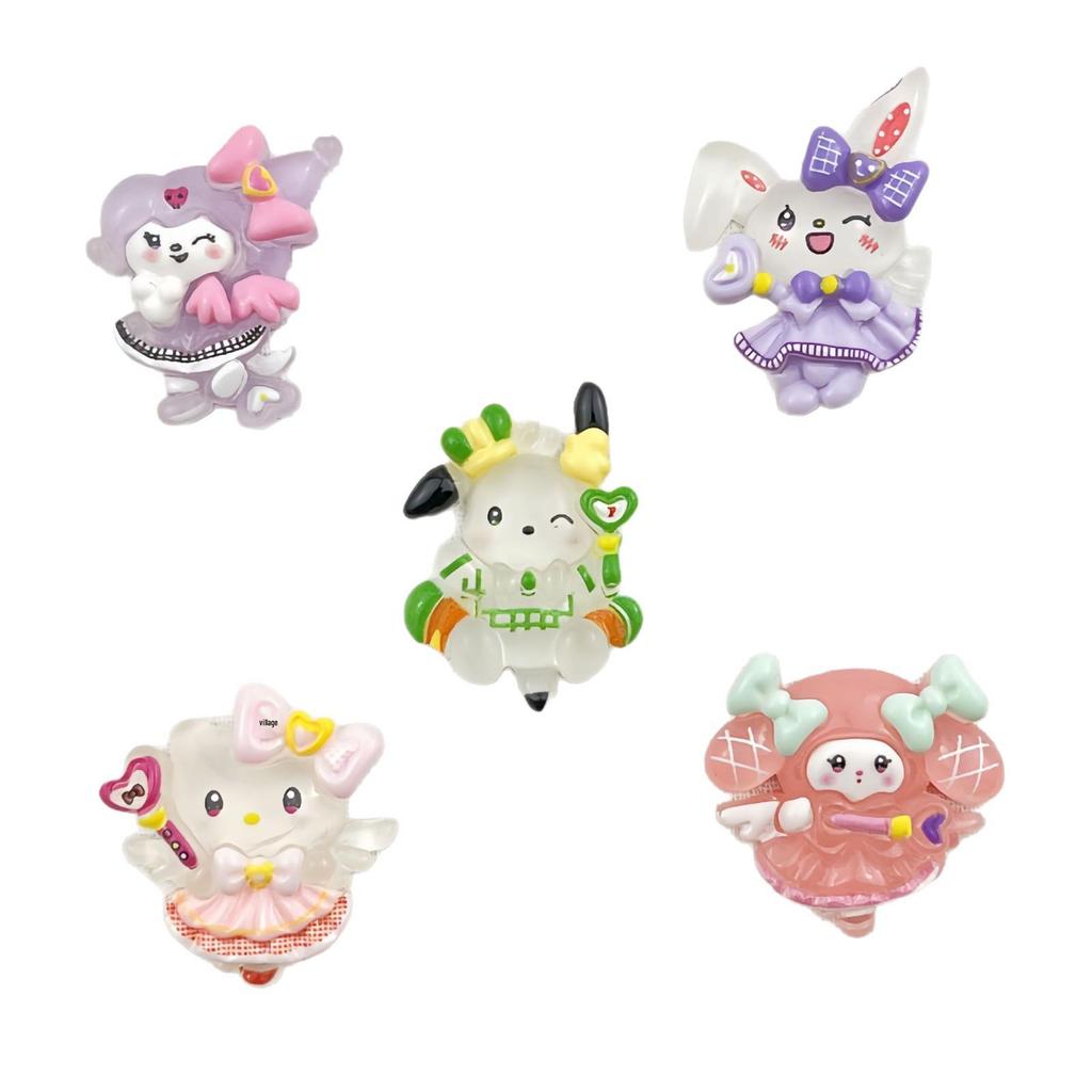 Sanrio Cartoon DIY Luminous Resin Accessories: Cream Glue Handmade Hair Clip, Keychain, Refrigerator Magnet, Phone Ornament.