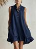 Spot summer European and American new cotton and linen loose fashion casual women's dress source