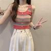 Damen Retro Gestreifte Eng Gestrickte Trägerlos-Bluse - Schmeichelndes Sommer-Design