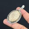 Sisters Day Deal Oval Fossil Coral Stone Daughter Pendant 925 Sterling Silver