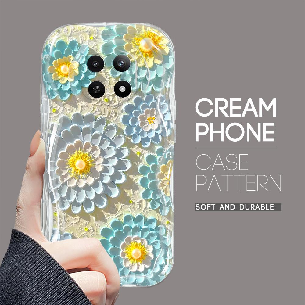 Cartoon Pattern Cream Texture Casing Wavy Edge Soft Silicone Cover Phone Case for OPPO Reno Realme OnePlus Vivo