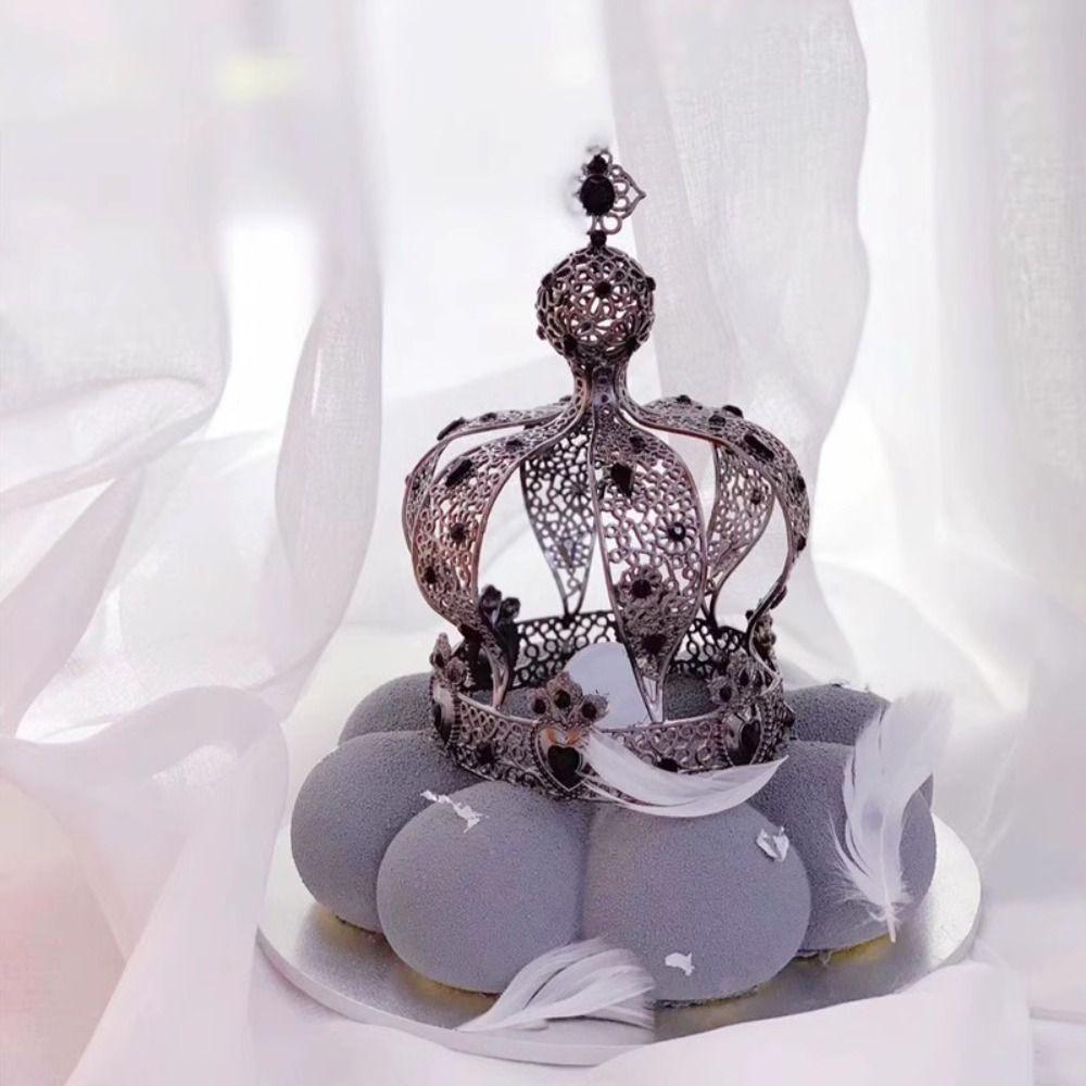 1/2Pcs Baroque Crown Cake Topper Creative Retro Bridal Headband Luxury European Style Rhinestone Crown Royal Celebration