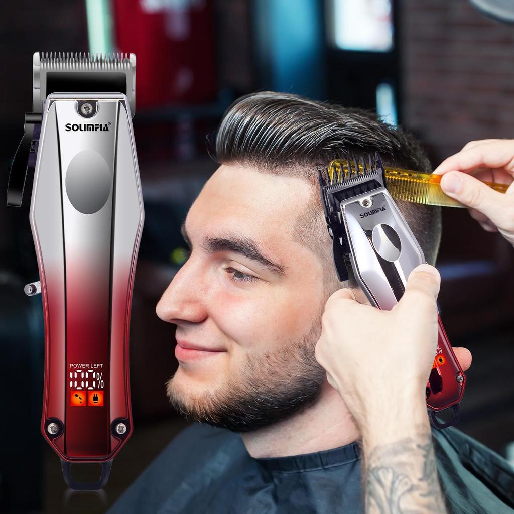 Professional Hair Clipper Mens Adjustable Length Hair Trimmer Corded Hair Cutting Kit for Home Use Red/Blue