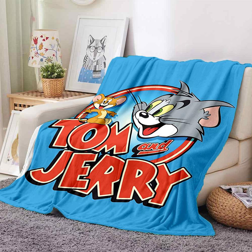 1pc Tom Jerry Flannel Throw Blanket Lightweight Soft Warm All Season Blanket for Sofa, Bed, Travel,L1028109