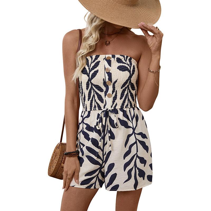 Sexy Romper for Women Strapless Off Shoulder Jumpsuit Stretchy One Piece Vacation Outfit