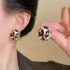 18 Karat Vergoldete Ohrstecker mit Leopardenmuster-Herz - Luxuriöse Retro-Stecker für Damen