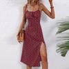 2025 Bohemian Dress Sexy Suspender Split Polka Dot Dress