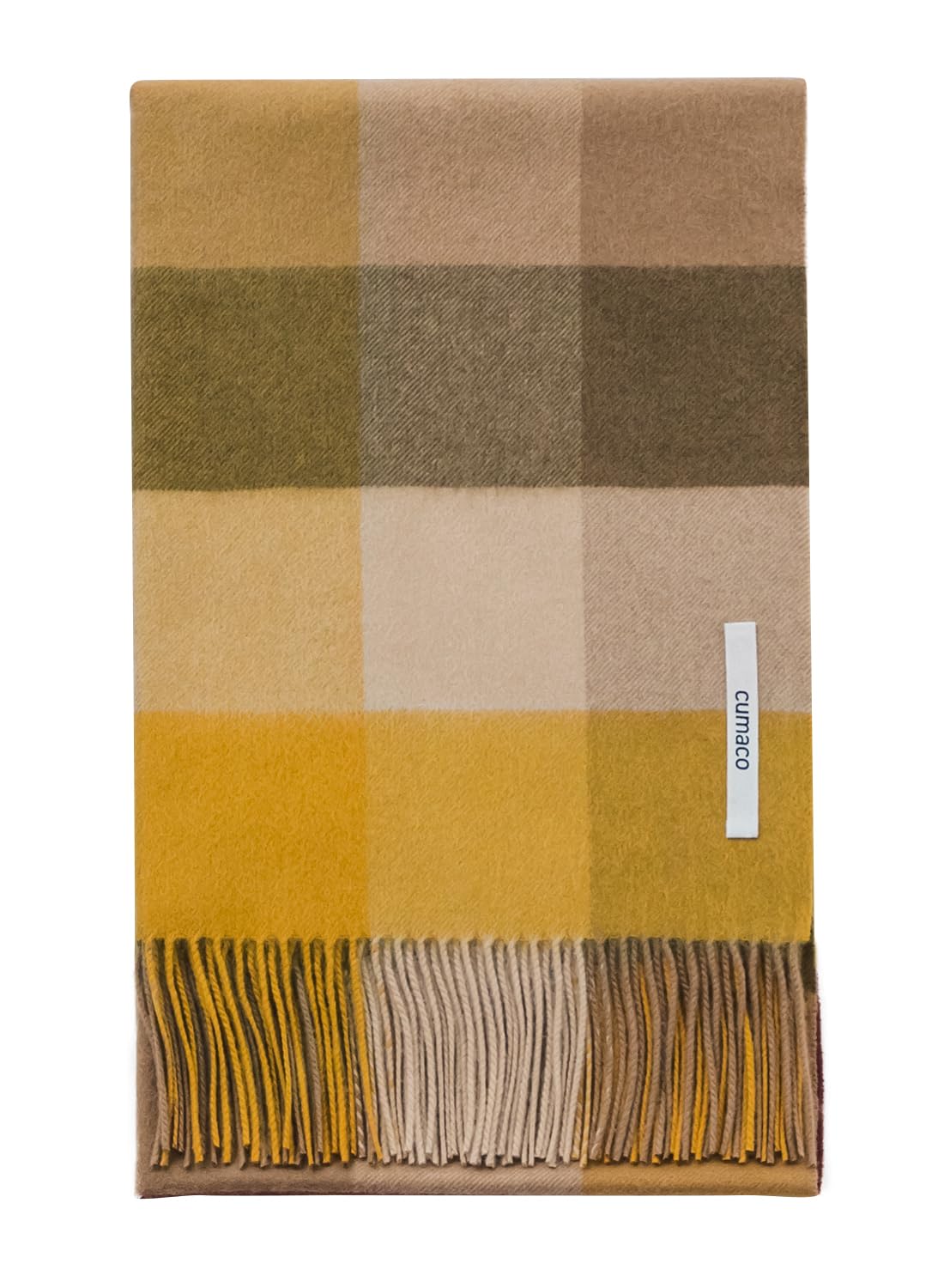

Amber Yellow Cashmere Stole with Check Thick Brand [cumaco] 02. 100% Pattern, Unisex, Large, Scarf, Name, Gift, Yellow, C-B0012B-1034