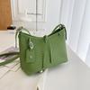 Damen Grün Gewebte PU-Leder Umhängetasche, Lässige Schulterhandtasche mit Verstellbarem Riemen, Modische Tägliche Tasche für Damen, Leichte Messenger Bag