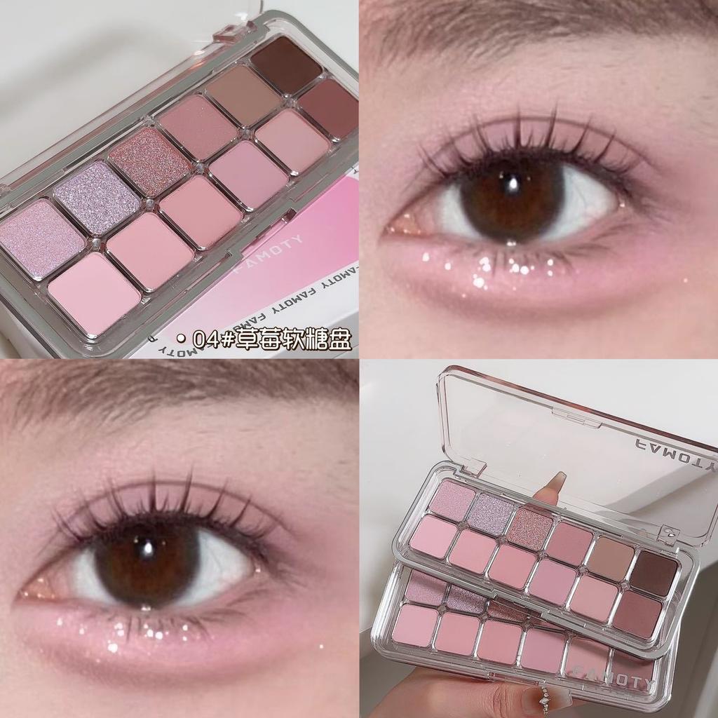 12-Farben Niedrig-Sättigung Matte Lidschattenpalette Tee Aprikose Erdtöne Langanhaltendes Komplett-Matte Augen-Make-up für den täglichen Gebrauch