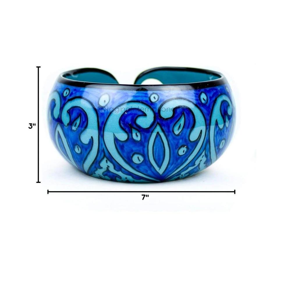 Ceramic Yarn Bowl (Deep Water Blue) - 7 X 7 X 3 Inches