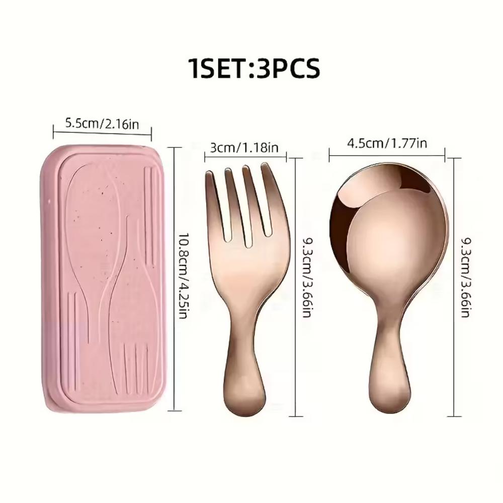 Langlebiges Gabel- und Löffelset 3-teiliges Besteckset, Edelstahl Mini kurzstielig spiegelpoliert Mini Eisdessert t