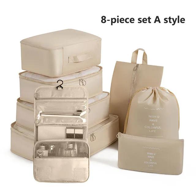 7-8-9-piece Set Travel Bag Organizer Clothes Luggage Travel Organizer Blanket Shoes Organizers Bag Suitcase Pouch Packing Cubes